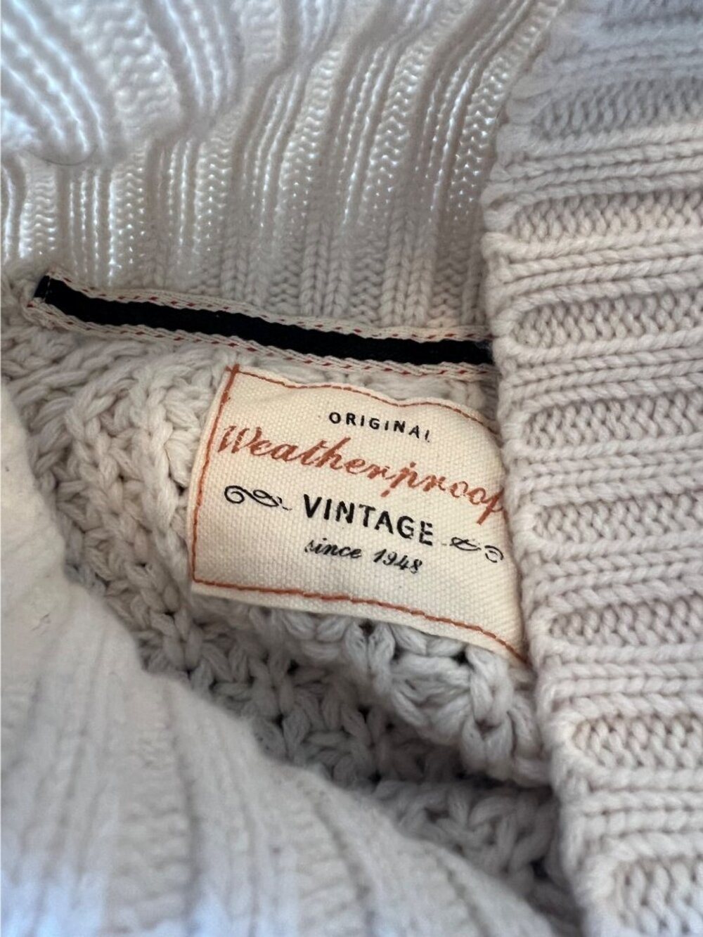 Weatherproof Cream Cable Knit Fishman Sweater Classic Holiday Winter Ski Medium - Picture 8 of 12